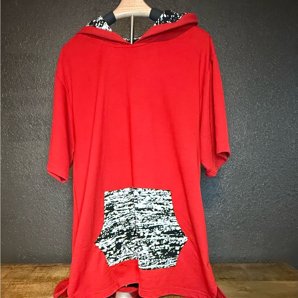 Men's Red Lightweight Hoodie with Patterned Pocket